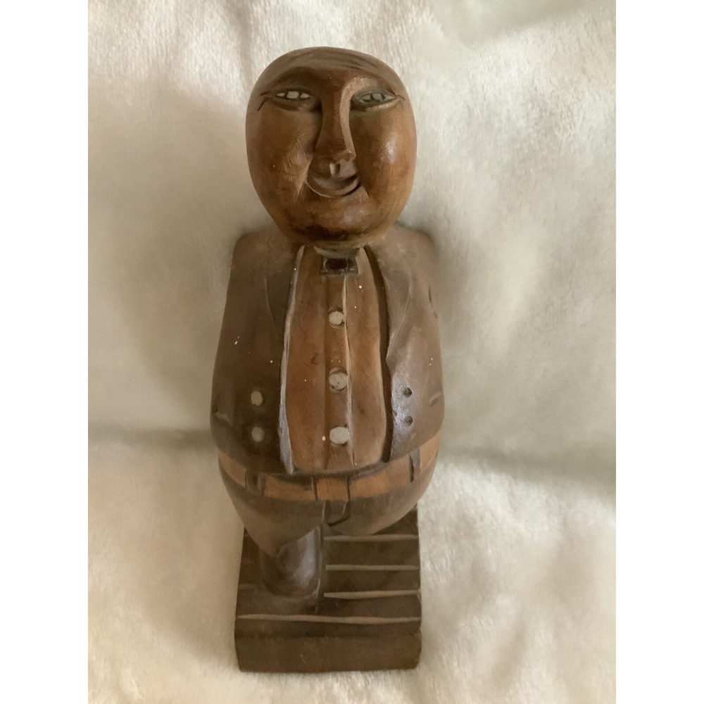 VTG MCM HAND CARVED PAUL MARSHALL Craftwork Wooden Butler